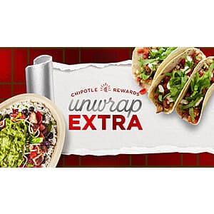 Chipotle In-Restaurant Offer: Three-Taco Entrées (4PM-Close Today Only) Buy One, Get One Entree Free (In-Restaurant Only)