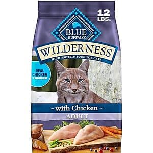 Select Accts: 12-Lb Blue Buffalo Wilderness Natural Adult Dry Cat Food (Chicken) $14.10 w/ S&S + Free S&H