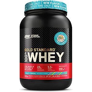 2-Lbs Optimum Nutrition Gold Standard 100% Whey Protein Powder: Fruity Cereal $22.79, Cinnamon Roll $23.74 w/ S&S + Free Shipping w/ Prime or on $35+