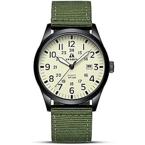 LN LENQIN 42mm Men's Military Sport Nylon Strap Quartz Watch (Various) from $9.50