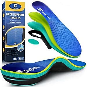 StepTastic arch support inserts for men and women in a standard shoe insert size and shape.