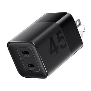 wegear PA1215 45W 2-Port GaN USB-C Wall Charger w/ PPS & Foldable Prongs $9