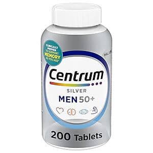 Select Accounts: 200-Ct Centrum Silver Men's 50+ Multivitamin Tablets $9.60 w/ S&S