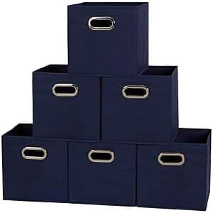 6-Pack 11" Household Essentials Foldable Fabric Storage Cubes (Navy) $11