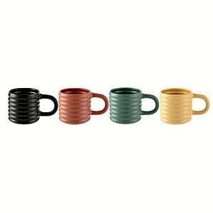 4-Piece 17-Oz Mainstays Ribbed Matte Finish Stoneware Coffee Mugs Set $7