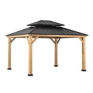 Select Areas: 13' x 11' Hampton Bay Crownhill Hardtop Gazebo w/ Wood Posts $724.50 + Free Delivery