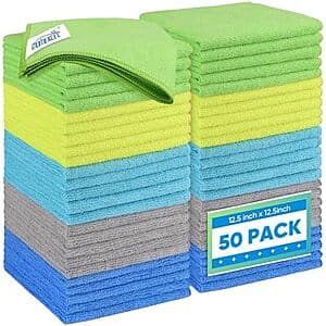 50-Pack Homexcel Microfiber Cleaning Cloth (12.5 x 12.5", Multicolor) $12.15 w/ Subscribe & Save