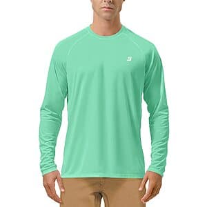 Roadbox Men's UPF 50+ Long-Sleeve Sun Protection Shirt (Green, Size M-3XL) from $8.10