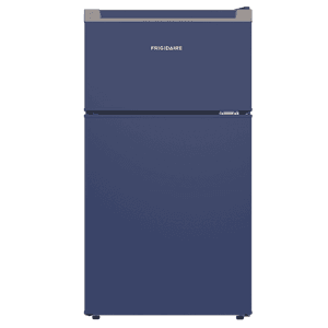 Frigidaire compact top-freezer mini fridge with 3.1 cubic feet capacity in blue, grey, or slate finish.