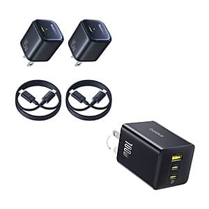 Baseus Wall Charger Bundle: 100W 3-Port USB-C GaN + 2-Pk 45W USB-C w/ 2x Cables $38 + Free S&H