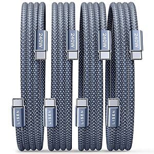 2-Pk 4' Coiled USB-A to USB-C Cables $6, 4-Pk 6.6' LISEN 240W USB-C to USB-C Cables $11.90
