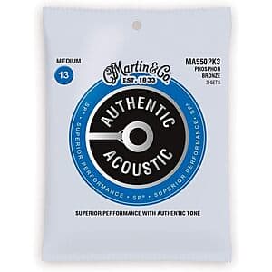 3-Pack Martin Acoustic Guitar Strings (Superior Performance 92/8 Medium) $12