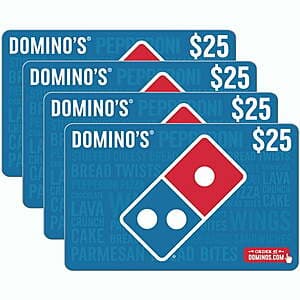 Sam's Club Members: $100 (4x $25) Domino's Pizza Multi-Pack Gift Cards $70 + Free Shipping