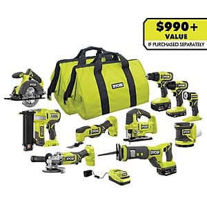 RYOBI ONE+ 18V Cordless 10-Tool Combo w/ 1.5 Ah + 2x 4.0 Ah Batteries & Charger $389 + Free Shipping