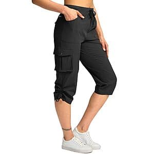 Pudolla Women's Cargo Capri Pants w/ 5 Pockets (Various) $13
