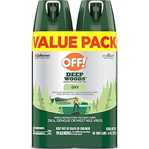 2-Pk 4-Oz Off! Deep Woods Insect Repellent Dry Aerosol Spray (Non-Greasy) $5.60 w/ S&S
