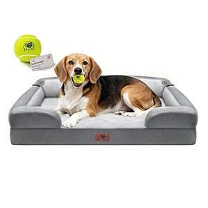 36" Song Puppy Orthopedic Memory Foam Dog Bed w/ Bolster & Removable Cover $21.60 & More