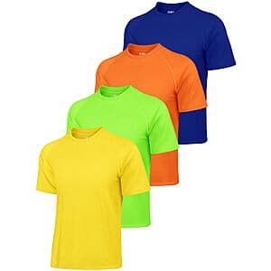4-Pk IHU Mens Short Sleeve UPF 50+ Neon Rash Guard Swim Shirts $10