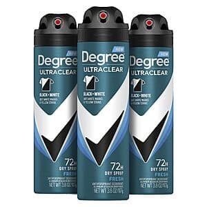 3-Pk 3.8-Oz Degree Men UltraClear Black + White Antiperspirant Deodorant Dry Spray $9.45 w/ Subscribe & Save