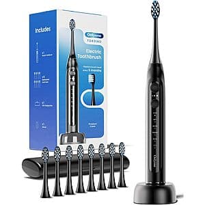 Onlyone Rechargeable Sonic Electric Toothbrush w/ 8 Replacement Heads (2 Colors) $9