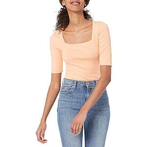 Amazon Essentials Women's Slim-Fit Square Neck T-Shirt (Select Colors & Sizes) $4.35