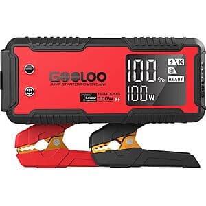 GOOLOO 4000A Jump Starter w/ 100W Charging $80 + Free S&H