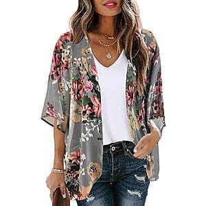 CHICGAL Women's Floral Print Kimono Cardigan (Select Sizes, Various Styles) From $7.65