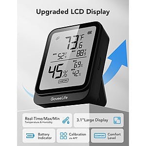 GoveeLife H5104 Hygrometer Thermometer w/ Bluetooth + LED Display (Black) $8.39 + FS w/ Prime or orders $35+