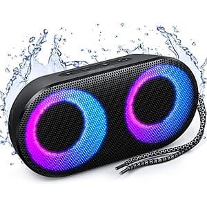 MIATONE 15W IPX7 Waterproof Portable Bluetooth Speaker w/ LED Lights $10