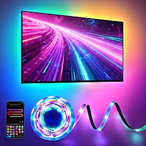 16.4' Pak RGB+IC LED Smart Strip Lights for Bedroom & TV w/ Remote App Control $8.65