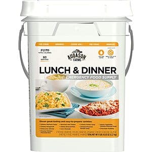 4-Gallon Pail Augason Farms Lunch & Dinner Variety Pail Emergency Food Supply $64.90 + Free Shipping
