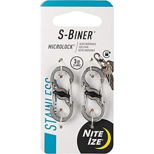 2-Pack Nite Ize S-Biner MicroLock Locking Key Holder (Stainless Steel) $3