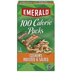7-Pack 0.62-Oz Emerald Nuts: Whole Almonds $3.35, Roasted & Salted Cashews $2.75 w/ Subscribe & Save