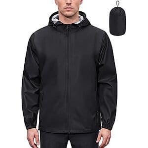 COOFANDY Men's Waterproof Packable Rain Jacket w/ Hood & Zip Pockets (6 Colors) $12