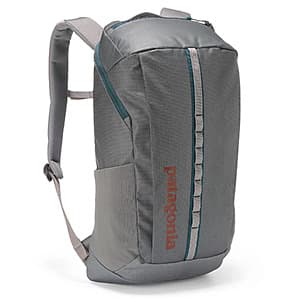 Patagonia Black Hole 25L backpack in black with multiple compartments and adjustment straps.
