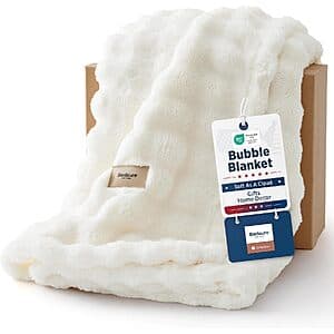 50"x60" Bedsure 3D Fleece Bubble Throw Blanket (Off White) $9.35
