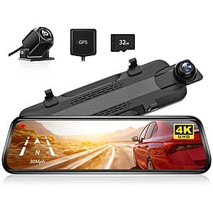 Open Box: WOLFBOX G930 4K 10" Rear View Mirror Camera w/ Front Dash Cam & 32GB Card $48.80 + Free Shipping