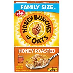 18-oz Family Size Honey Bunches of Oats Crunchy Honey Roasted Cereal $2.70 w/ Subscribe & Save