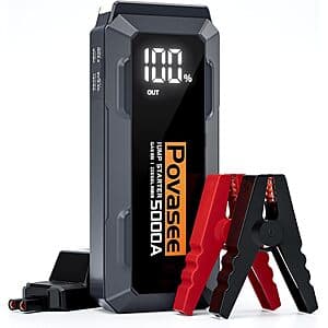 Povasee A40 5000A Jump Starter w/ 3" LCD Display for 12V Vehicles $26 + Free S&H
