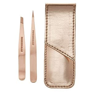 Tweezerman Petite Point and Slant Tweezer Set with Travel Case (Rose Gold) $10.80