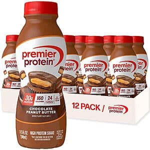 12-Pk 11.5oz Premier Protein Shake w/ 30g Protein (Chocolate Peanut Butter) $19.75 w/ S&S