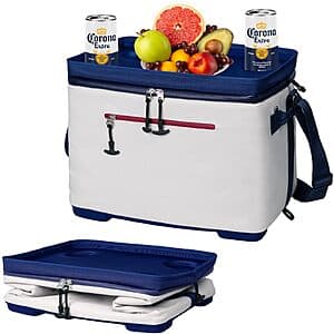 40-Can Insulated Collapsible Cooler Box w/ Hard Inserts & 4 Cup Holders $16.80