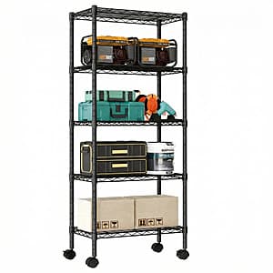 Select Locations: 23" 5-Tier EDX Heavy Duty Adjustable Wire Shelving w/ Wheels $23