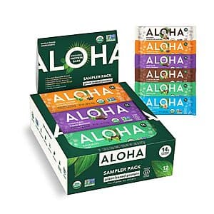 12-Ct 1.98-Oz ALOHA Organic Plant-Based Protein Bars (6 Flavor Variety Pack) $12.95 w/ S&S