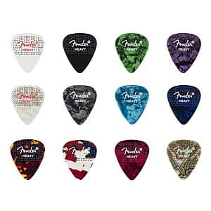 12-Pack Fender Celluloid Guitar Picks (351 Dotted Shape, Heavy) $7