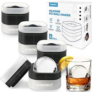 4-ct 2.5" FINENUT Silicone Ice Ball Mold w/ Lid (various) $8
