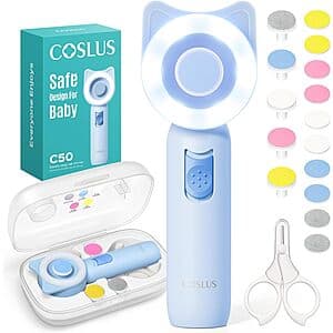 COSLUS 16-in-1 Electric Baby Nail Trimmer w/ 360° Light (3 Colors) $3