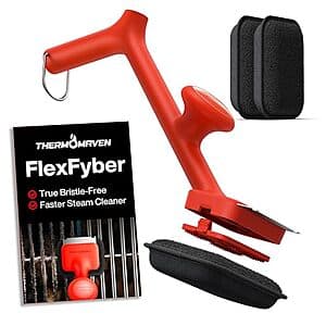 Thermomaven Grill Brush Bristle Free Brush w/ 3 Replacement Heads (Red) $15