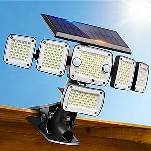 LIFENGSOLER 5000LM Solar Flood Light w/ Mount, Motion Sensor & 6 Adjustable Heads $22.80 + Free S&H