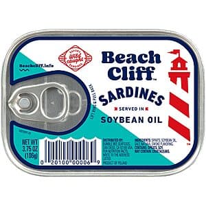 12-Pack 3.75-Oz Beach Cliff Wild Caught Sardines in Soybean Oil $8.45 w/ Subscribe & Save